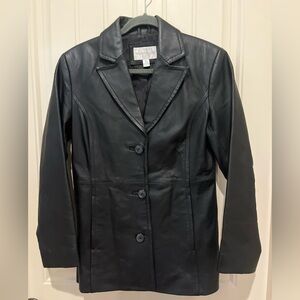Worthington Black Real Leather Jacket/Blazer Womens Small Exquisite Quality